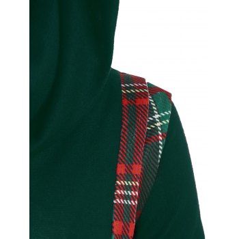 

Plaid Multiway Button Embellished Tulip Hem Knitwear, Dark forest green