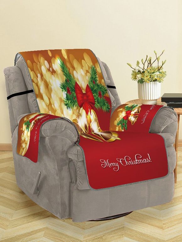 Housse de Canapé Motif de Cloche Imprimé Joyeux Noël - Rouge SINGLE SEAT