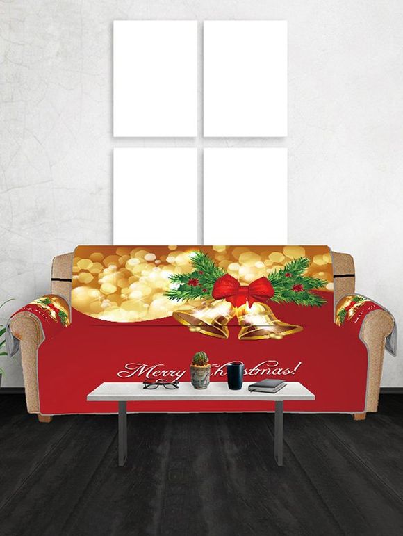 Housse de Canapé Motif de Cloche Imprimé Joyeux Noël - Rouge TWO SEATS
