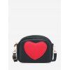 Sac à Bandoulière Motif de Cœur en Blocs de Couleurs - Noir 