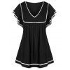 T-shirt Court Grande Taille à Col V - multicolor 2X