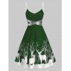 Mini Robe de Soirée Noël à Bretelle à Imprimé Renne Pailletées - Vert Forêt Moyen XL