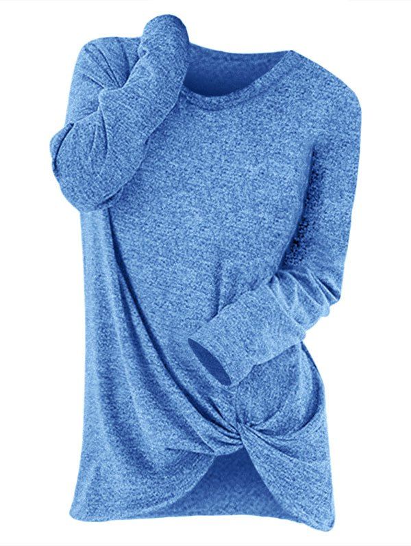 

Plus Size Front Twist Marled T Shirt, Dodger blue