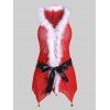 Body Cloche de Noël Ceinturé Fourré Grande Taille avec T-String - Rouge L