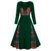 Robe Boutonnée Chapeau de Père Noël et Nœud Papillon Grande Taille - Vert profond 4X