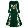 Robe Boutonnée Chapeau de Père Noël et Nœud Papillon Grande Taille - Vert Forêt Moyen 2X
