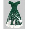 Robe Père Noël et Note de Musique à Epaule Dénudée - Bleu Verdâtre S