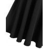 Criss Cross Grommet High Waisted Flare Cami Dress - BLACK L