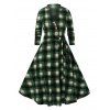 Plus Size Plaid Pattern robe à manches longues - Bleu Verdâtre 1X