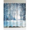 Rideau de Douche Imperméable de Noël Forêt et Neige - Bleu de Jean W71 X L71 INCH