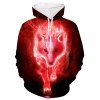 Wolf 3D Print Casual Drawstring Hoodie - RED L