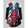T-shirt de Festival Notes de Musique Imprimée à Lacets à Ourlet Courbe - multicolor A L