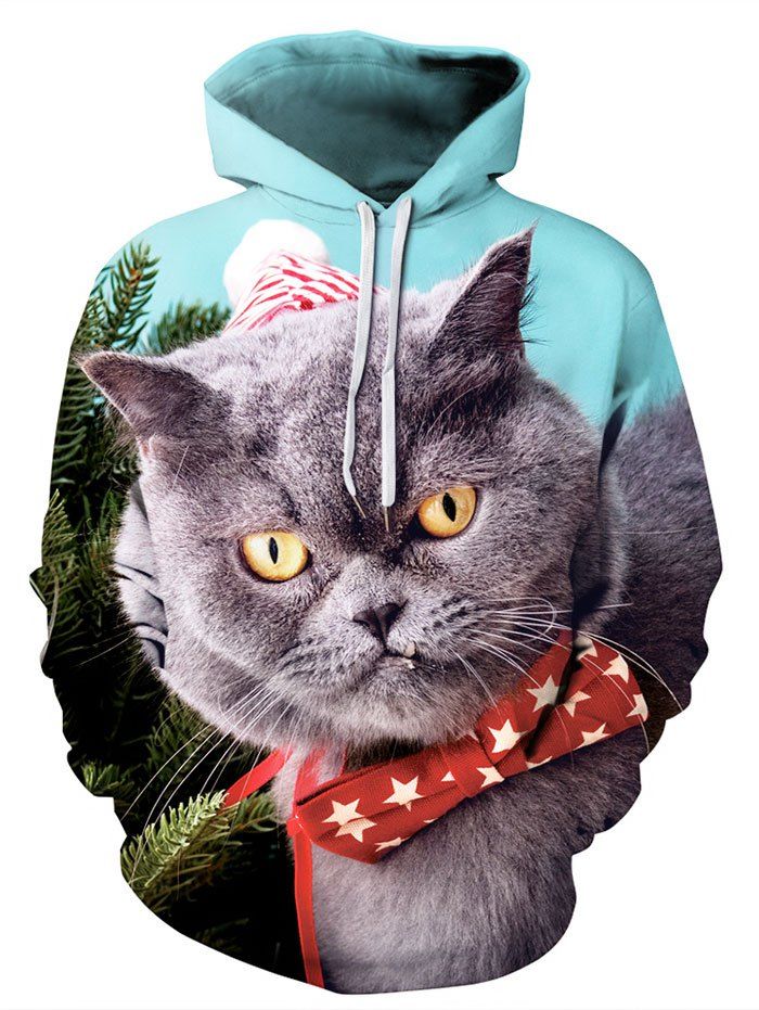 cat printed hoodie