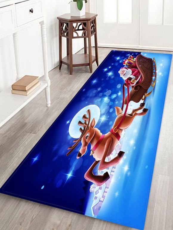 Tapis de Sol Père Noël Cadeau et Cerf - multicolor W24 X L71 INCH