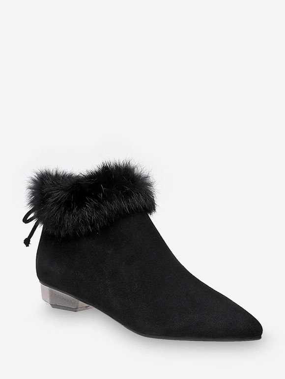 Bottines à Cheville Fourrées Bout Pointu en Laine - Noir EU 40