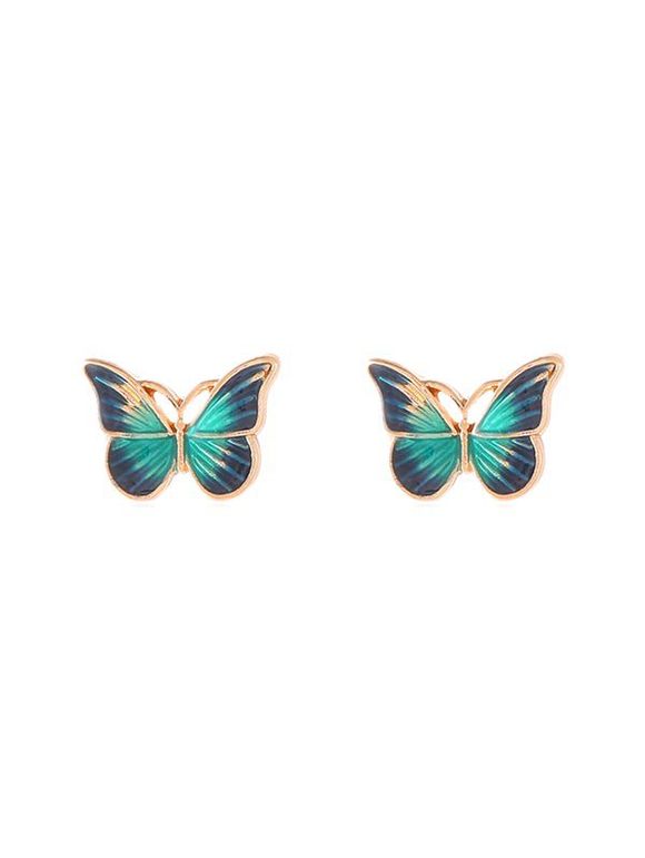 Boucles d'Oreilles Gouttes d'Huile en Forme de Papillon - Vert 