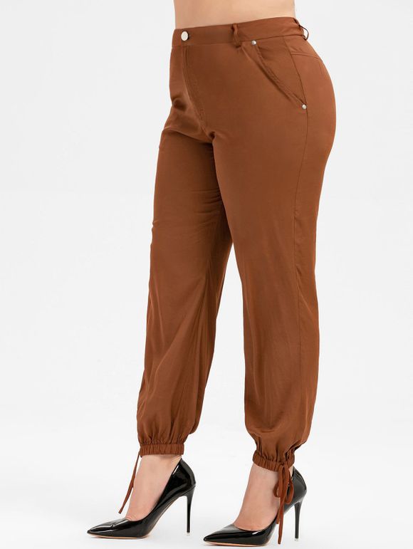 Pantalon Zippé de Grande Taille - Brun 1X