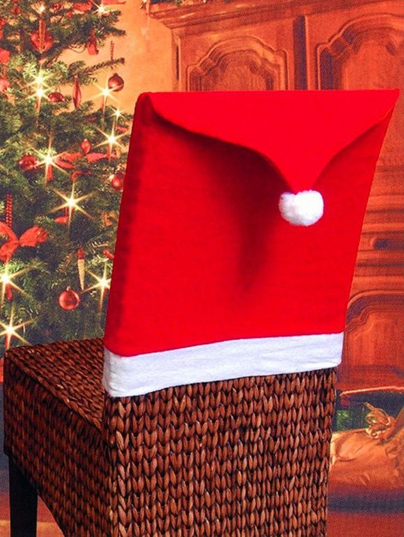 Contraste Chapeau de Noël Motif chaise couverture - Rouge 