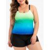 Maillot de Bain Tankini en Couleur Ombrée de Grande Taille - Vert 5X