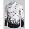Chemise de Noël Boutonnée Flocon de Neige Imprimé à Manches Longues - Blanc S