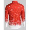 Chemise de Noël Boutonnée Flocon de Neige Imprimé à Manches Longues - Rouge M