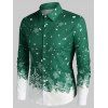 Chemise de Noël Boutonnée Flocon de Neige Imprimé à Manches Longues - Vert Tortue de Mer S