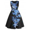 Robe Vintage Fleur Imprimée Sans Manches - multicolor A 3XL