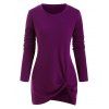 T-shirt Tordu en Avant de Grande Taille - Rouge Violet Moyen 1X