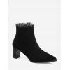 Bottes Bout Pointu Ourlet à Volants à Talon Moyen - Noir EU 39
