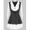 Chemise Bicolore de Grande Taille - Blanc 4X