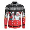 Chemise Boutonnée Père Noël et Notes de Musique Imprimés - Noir L
