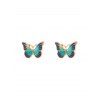 Boucles d'Oreilles Gouttes d'Huile en Forme de Papillon - Vert 