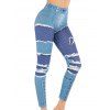 Legging Moulant 3D Résille Imprimé à Taille Haute - Bleu Toile de Jean XL