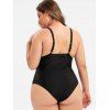 Knot Piping Colorblock Plus Size One-piece Swimsuit - BLACK 2X