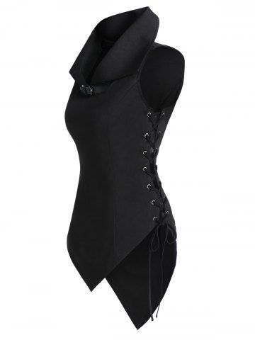 Punk Asymmetric Buckle Lace Up Tank Top