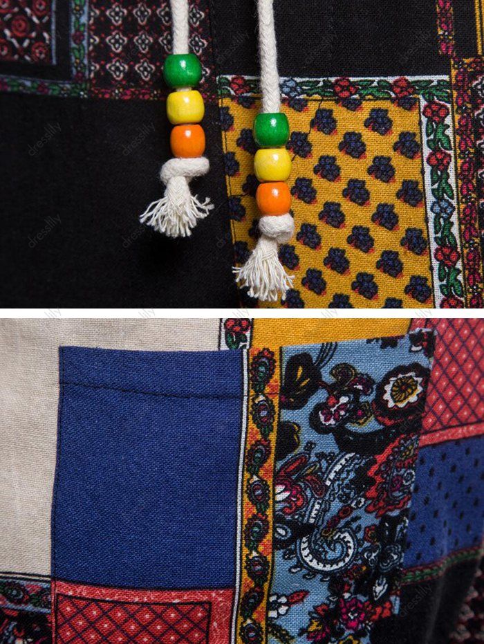 tribal ditsy patchwork print long jogger pants