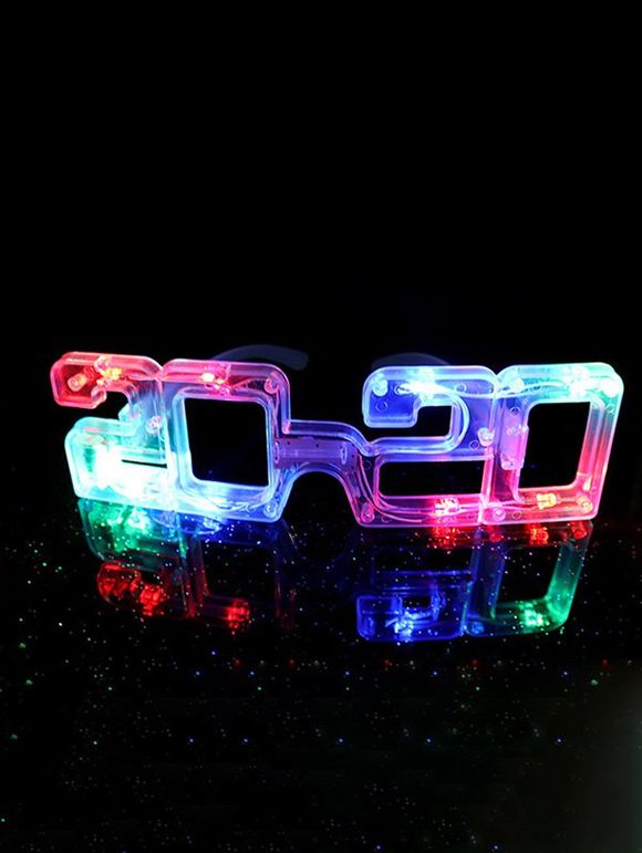 2020 Nouvel An LED lumière colorée lunettes - Blanc 
