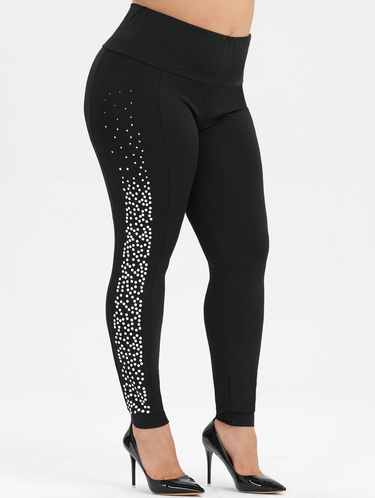 [33% OFF] 2021 Polka Dot High Waisted Pull On Plus Size Leggings In ...