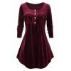 Haut à Manches Longues en Velours avec Boutons Grande-Taille - Prune Velours 5X