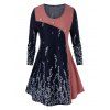 T-shirt Bicolore Herbe Imprimée de Grande Taille - Cadetblue 5X