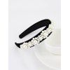 Baroque Faux Pearl Velour Wide Hairband - BLACK 