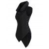 Débardeur Asymétrique Bouclé à Lacets - Noir 3XL