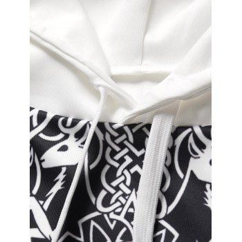 Novelty Printed Kangaroo Pocket Drawstring Hoodie