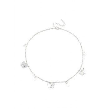 

Metallic Butterfly Choker Necklace, Silver