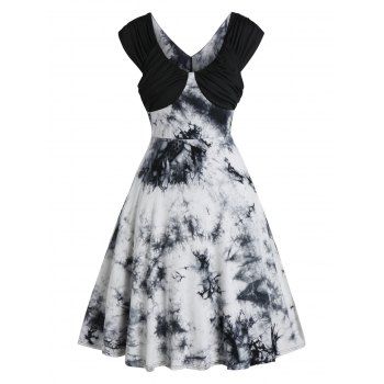 

Tie Dye Ruched Mini A Line Dress, Multicolor a
