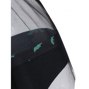 Buy Bat Print Twist Sheer Mesh Insert Tankini Swimwear. Picture
