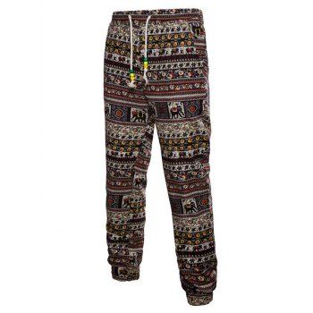 

Ethnic Tribal Ditsy Graphic Print Jogger Pants, Multicolor c