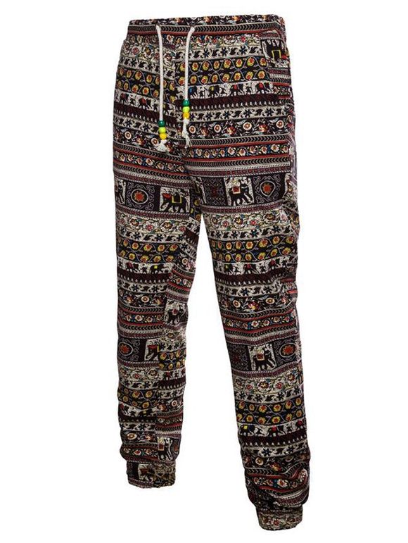 Pantalon de Jogging Graphique à Imprimé Fleuri Ethnique Aztèque - multicolor C XS