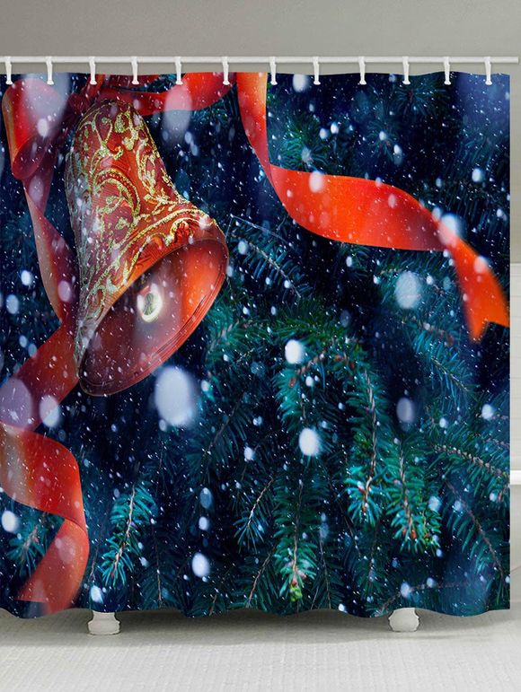 Rideau de Douche Imperméable Sapin de Noël et Clochette Imprimés pour Salle de Bain - multicolor W71 X L71 INCH