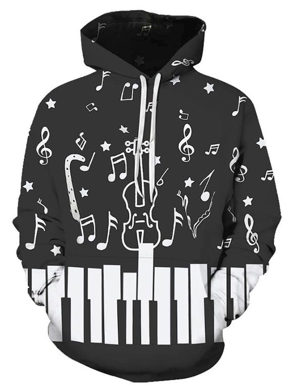 Sweat à Capuche Note de Musique Imprimée avec Poche Design - multicolor 2XL